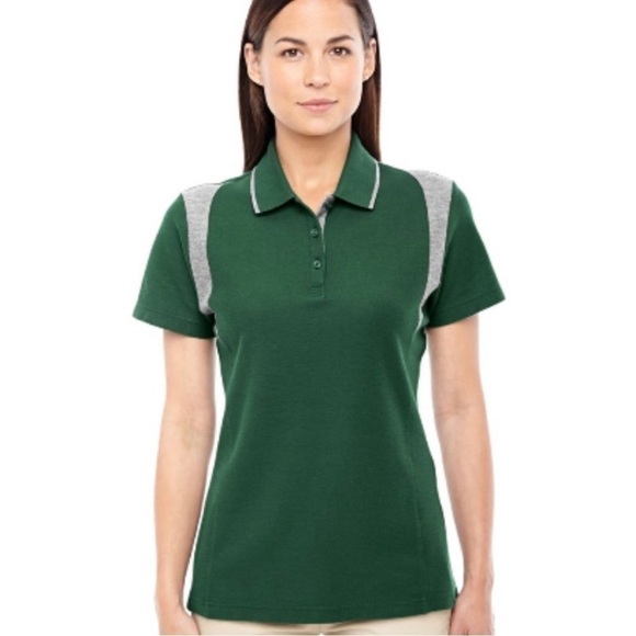 Devon & Jones Polo NWT medium green & Heather grey - Picture 1 of 3